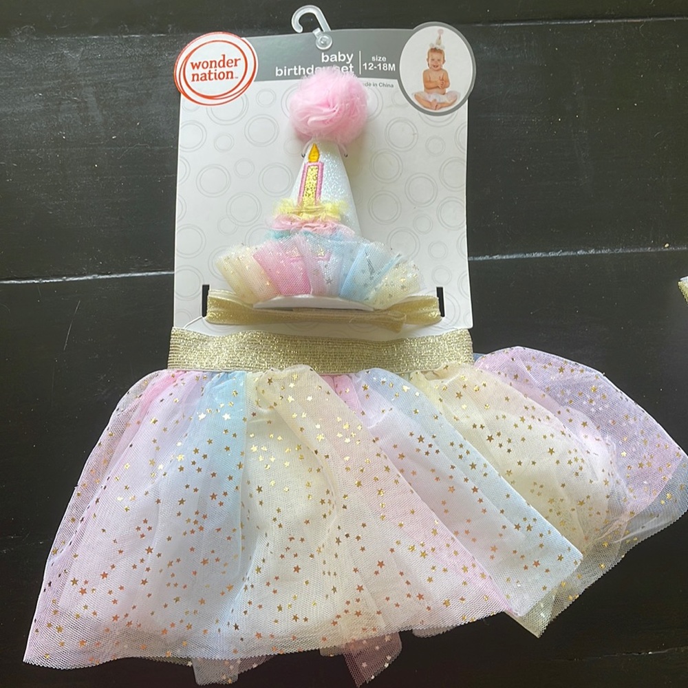 1 year birthday hat and tutu. Brand new